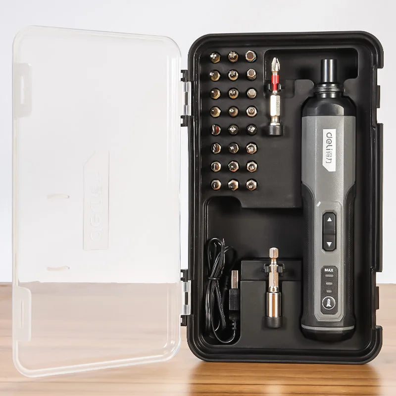 Deli Electric Screwdriver 3-Speed Large Torque Cordless 2000mAh Battery Drill 4V Power Tools Set Household Maintenance Repair
