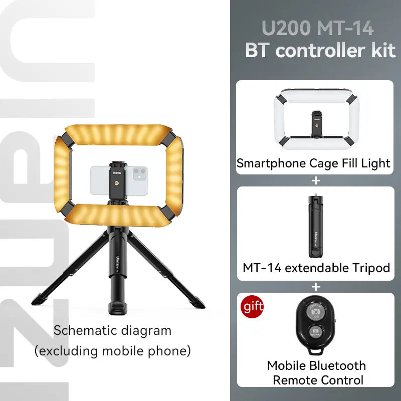 MMOOKA Ulanzi U200 U-200 Smartphone Video Rig LED Video Light 2 in 1 Ring Light Cold Shoe for Microphone Tiktok Youtube Live Rig Light