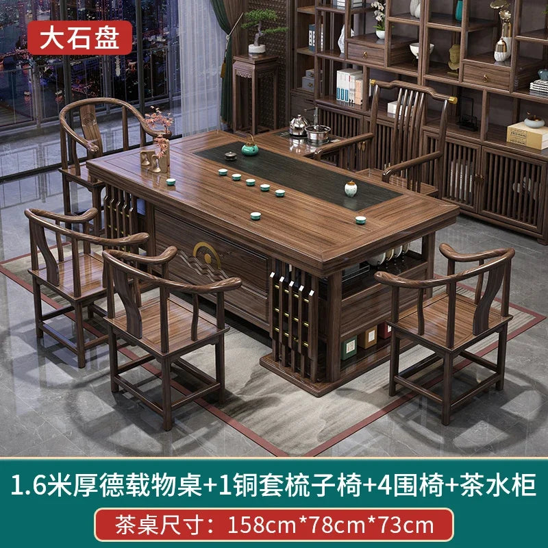 MMOOKA Solid Wood Table-Chair Set New Chinese Household One Table Five Chairs Kung Fu Tea Brewing Sets