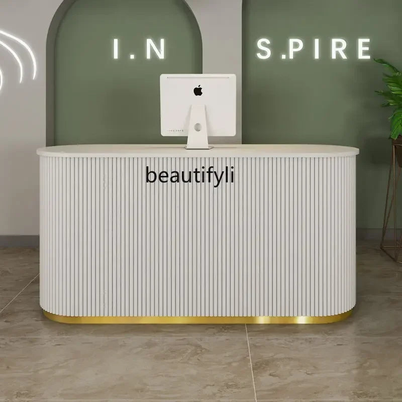 MMOOKA Clothing Store Small Cashier Beauty Light Luxury Bar Counter Arc Front Desk Reception Desk Commercial