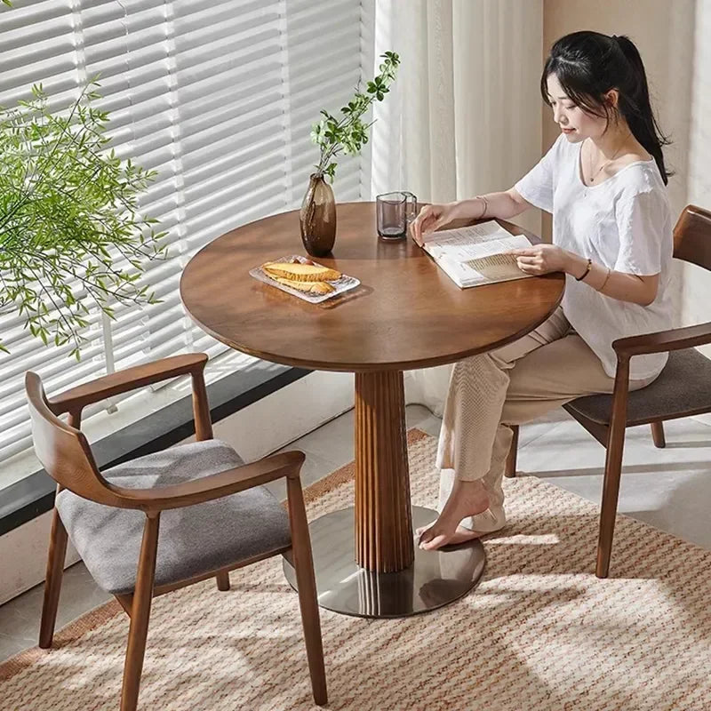MMOOKA Round Dining Coffee Table Sets Wooden Chair Minimalist Living RoomDesigner Table Console Huismeubilair Modern Furniture