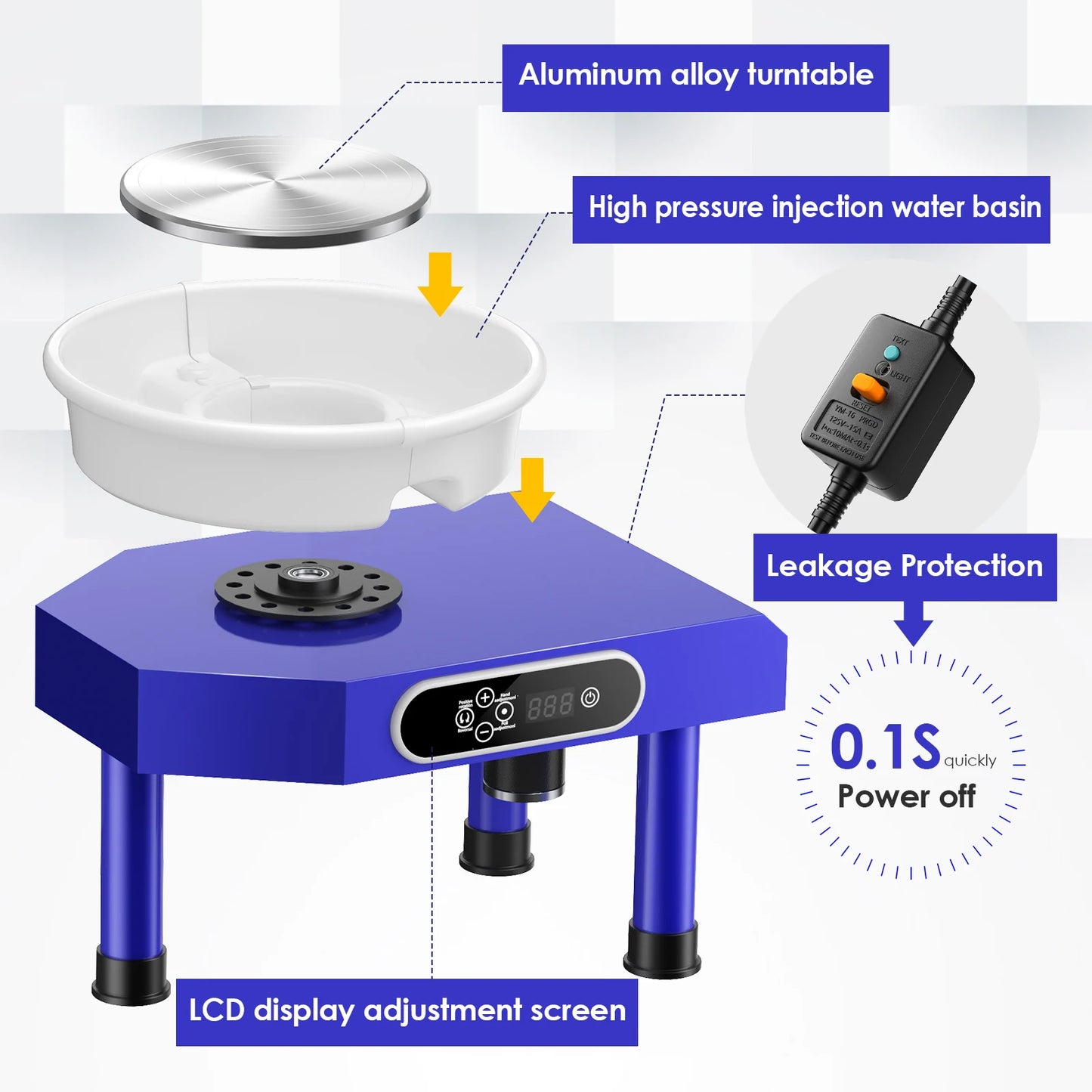 MMOOKA MMOOKA 350W Electric Pottery Wheel Forming Machine 25cm Ceramic Pottery Wheel With Tray Foot Pedal Sculpting Mould Clay Art Craft DIYMMOOKA.COM