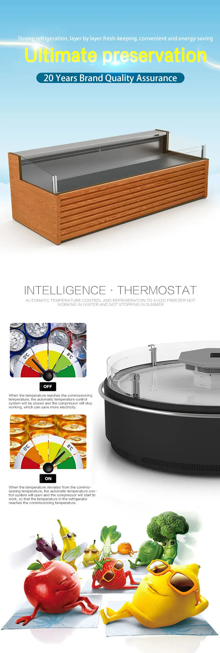 commercial refrigerator gelato display freezer deep island glass door for supermarket frozen food