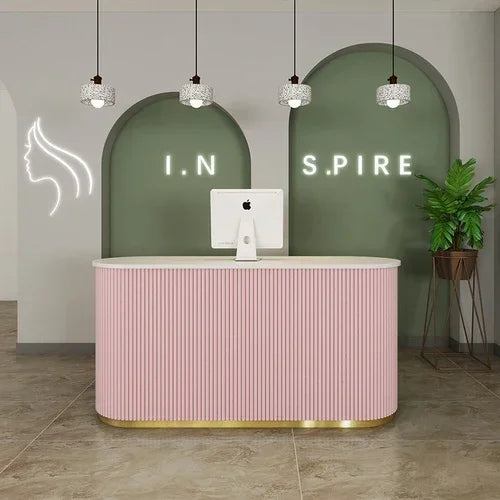 MMOOKA Clothing Store Small Cashier Beauty Light Luxury Bar Counter Arc Front Desk Reception Desk Commercial