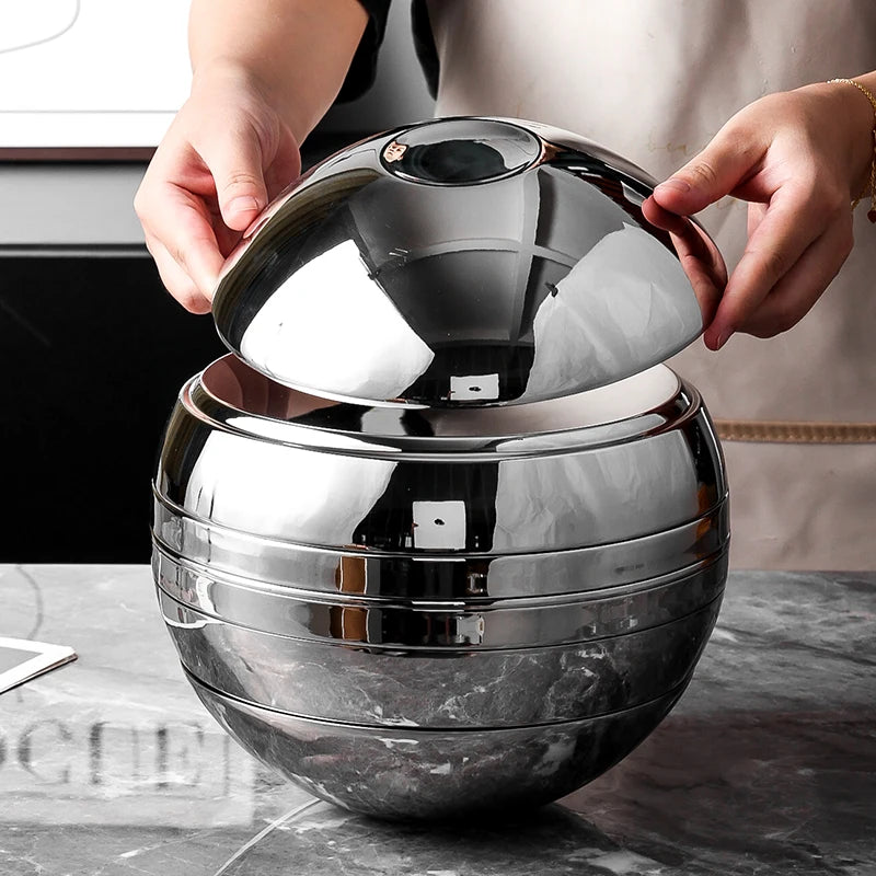 ANTNX Stainless Steel Dishes and Tableware Set 7-Piece Set for Home and Commercial Creative Spherical Gift Box for Gift Giving ANTNX.COM