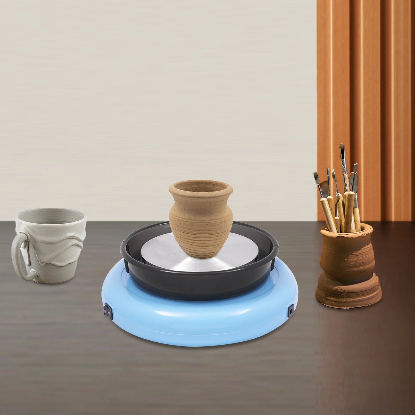 MMOOKA MMOOKA Ceramic Machine for Pottery, 60W Motor, 5.91-Inch Turntable, Adjustable Speed 0-180rpm, Includes Tools, Clay, and Acrylic PaintsMMOOKA.COM
