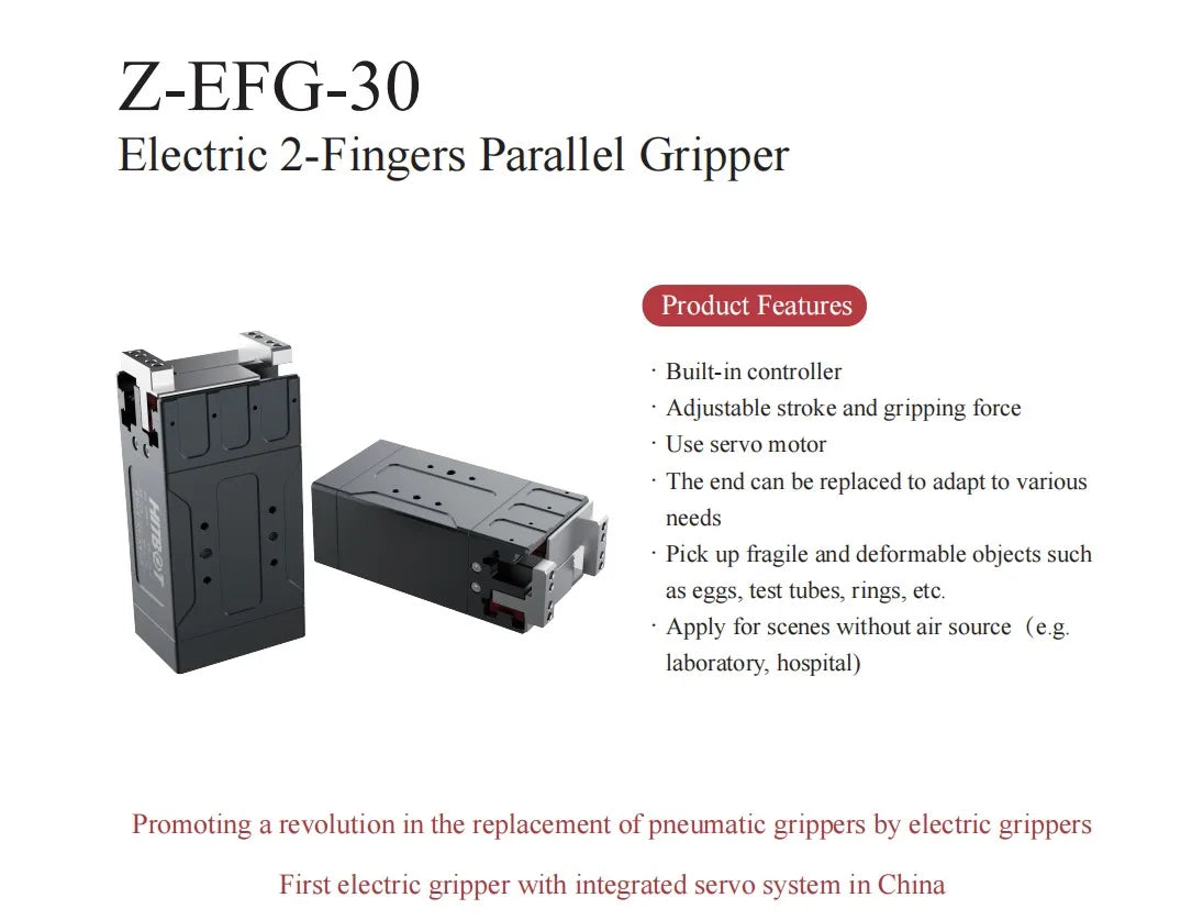 Best Selling Hitbot Z-EFG-30 Servo Electric Robotic Gripper Robot Arm Gripper 485 control Industrial Palletizing Gripper