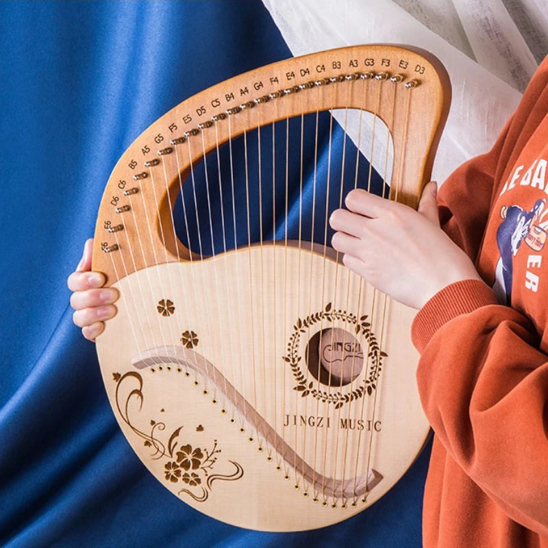 Portable Lyre Harp Professional Adult Beginners Harps Sound Therapy Mahogany Harp Traditional Small Stringed Musical Instruments