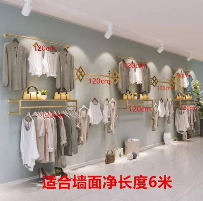 MMOOKA Wall mounted display racks for men and women's clothing in clothing stores, wall mounted shelves, combined hanging racks