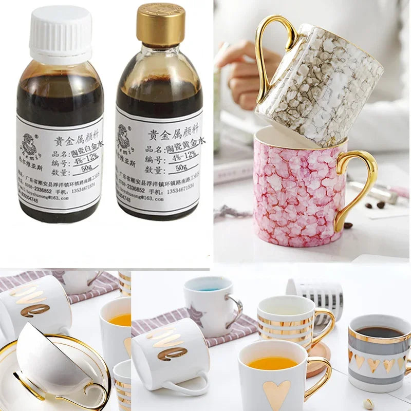 MMOOKA MMOOKA 10g/bottle Ceramic Gold Water 4%-12% Content Metal Pigments DIY Pottery Craft Products Enamel Depiction Gold Decorative PaintMMOOKA.COM