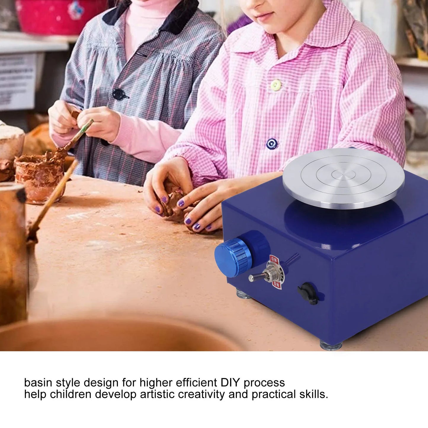 MMOOKA MMOOKA Mini Pottery Wheel Rustproof Turntable 100-240V Kids Pottery Machine for KidsMMOOKA.COM