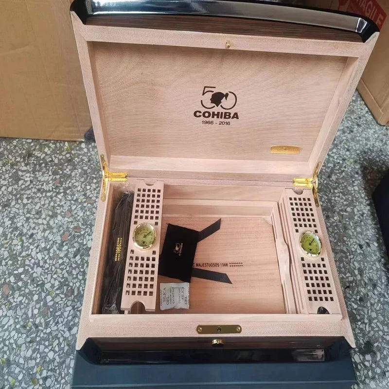 COHIBA Cedar Wooden Cigar Humidor Case Box, Container 50 Anniversary Cigarette, Tobacco Tool Accessories, Havana Cigars, 1966