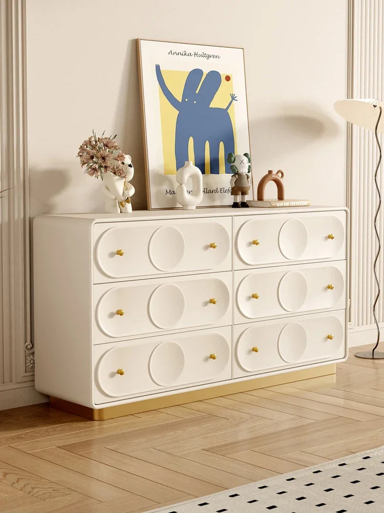MMOOKA Light Luxury Solid Wood Sanwu Chest of Six Drawers Bedroom Storage Integrated Multifunctional Modern Minimalist