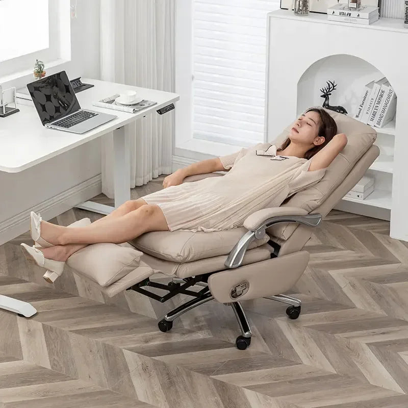 MMOOKA Study Ergonomic Office Chairs Leather Swivel Pedicure Accent Office Chairs Floor Rolling Lounge Sillas Oficina Furniture Wrx