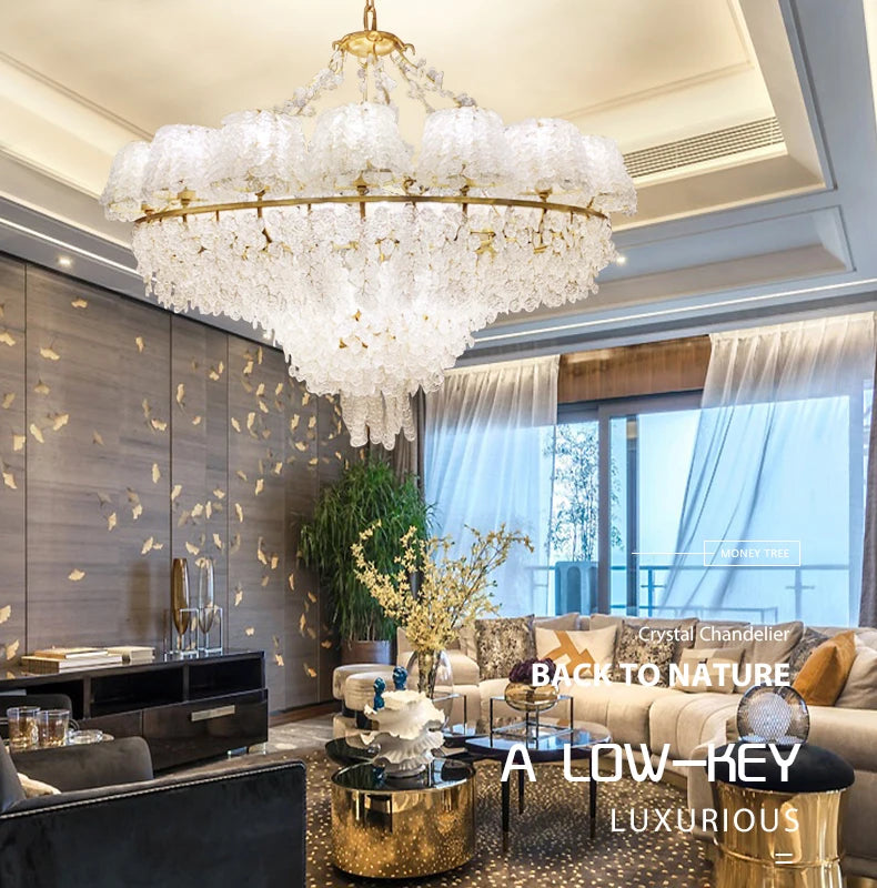 yiyingart lighting villa living room lamp American bedroom crystal chandelier simple copper dining room led Chandelier
