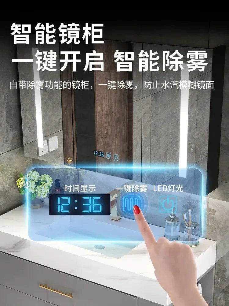MMOOKA Household Bathroom Cabinet Integrated Basin Modern Light Luxury Furniture Washbasin Nordic Minimalist Shower Room Combination