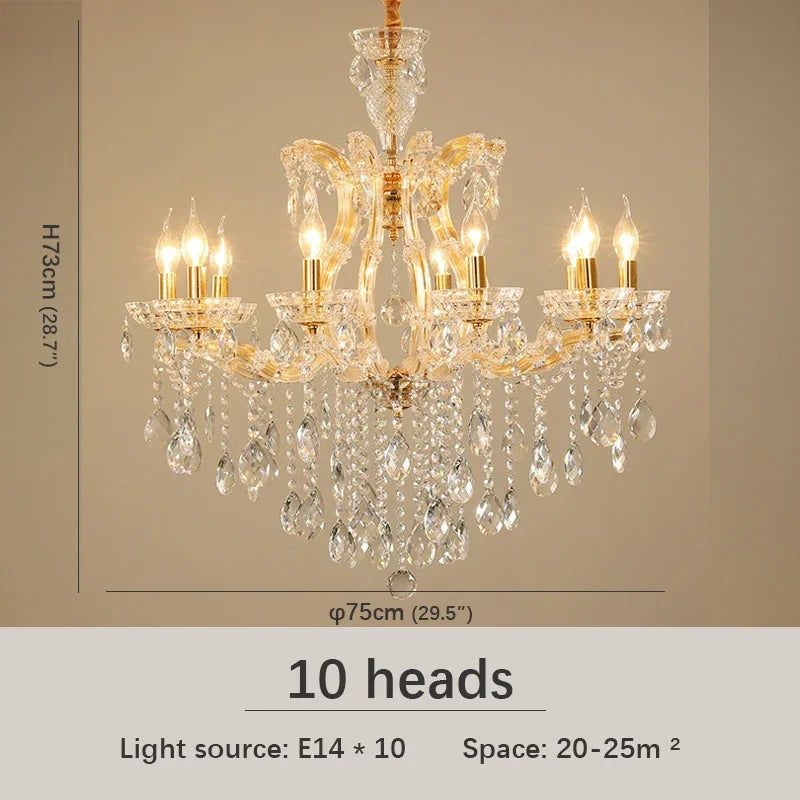 SAMAN Luxurious Candle Pendent Lamp European Style Crystal Lamp Living Room Restaurant Villa Duplex Building Chandelier
