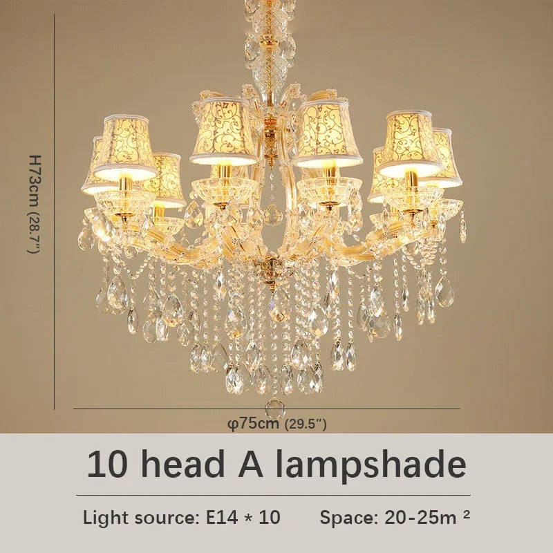 SAMAN Luxurious Candle Pendent Lamp European Style Crystal Lamp Living Room Restaurant Villa Duplex Building Chandelier