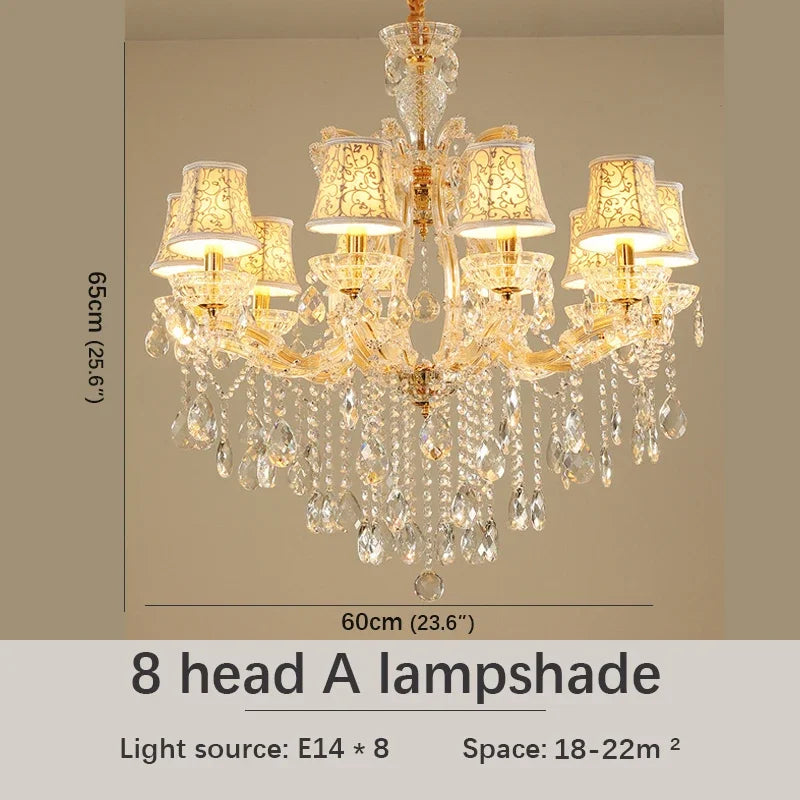 SAMAN Luxurious Candle Pendent Lamp European Style Crystal Lamp Living Room Restaurant Villa Duplex Building Chandelier