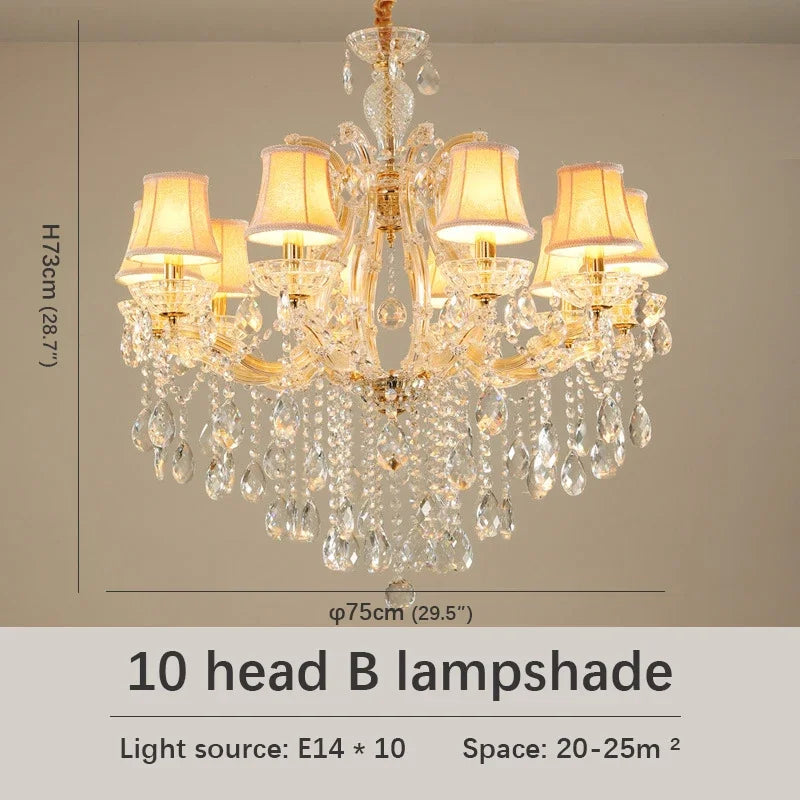 SAMAN Luxurious Candle Pendent Lamp European Style Crystal Lamp Living Room Restaurant Villa Duplex Building Chandelier