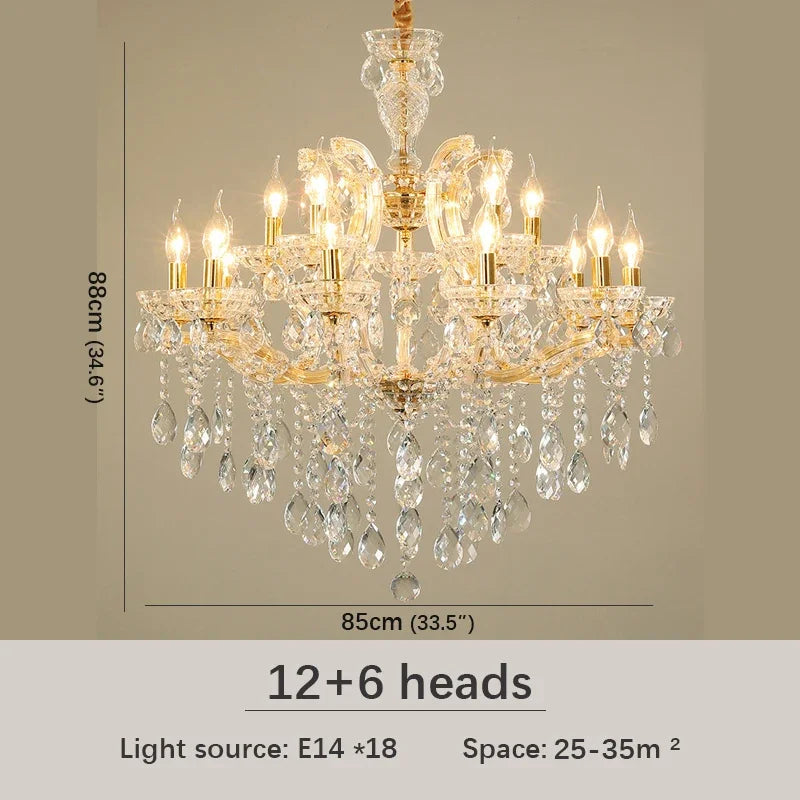 SAMAN Luxurious Candle Pendent Lamp European Style Crystal Lamp Living Room Restaurant Villa Duplex Building Chandelier