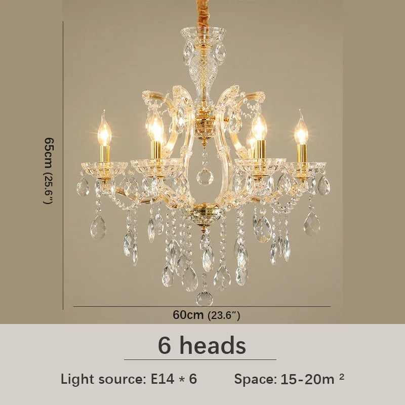 SAMAN Luxurious Candle Pendent Lamp European Style Crystal Lamp Living Room Restaurant Villa Duplex Building Chandelier