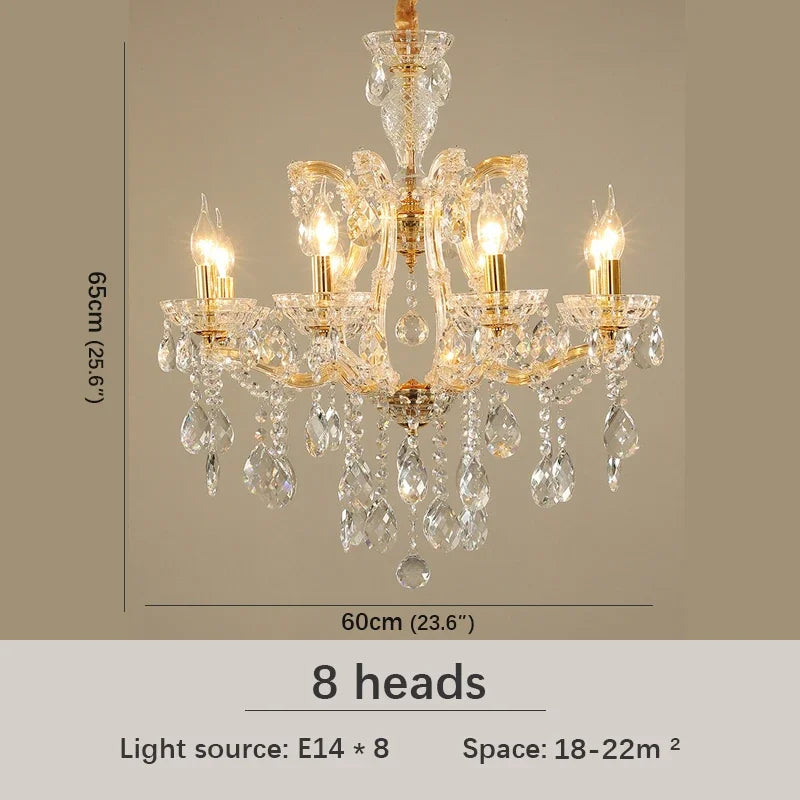 SAMAN Luxurious Candle Pendent Lamp European Style Crystal Lamp Living Room Restaurant Villa Duplex Building Chandelier