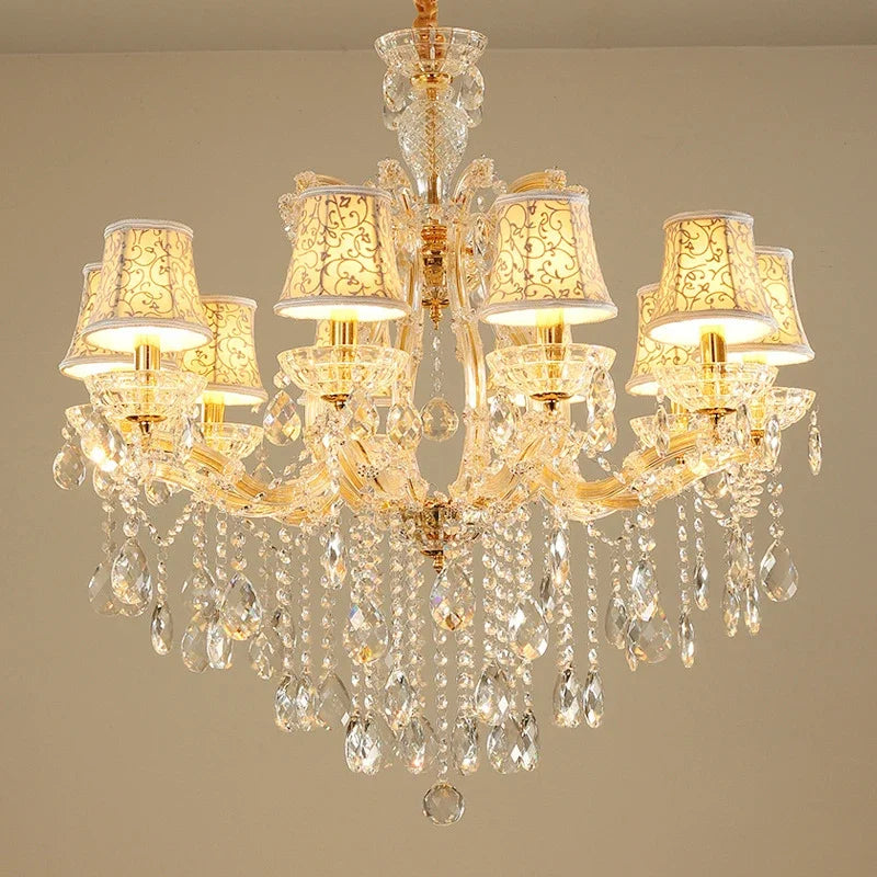 SAMAN Luxurious Candle Pendent Lamp European Style Crystal Lamp Living Room Restaurant Villa Duplex Building Chandelier