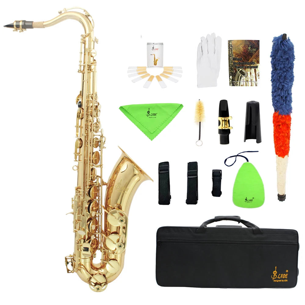 SLADE Professional Bb Tenor Saxophone Brass High Quality Saxophone Music Instrument Tenor Sax with Case Reeds Bracket Parts