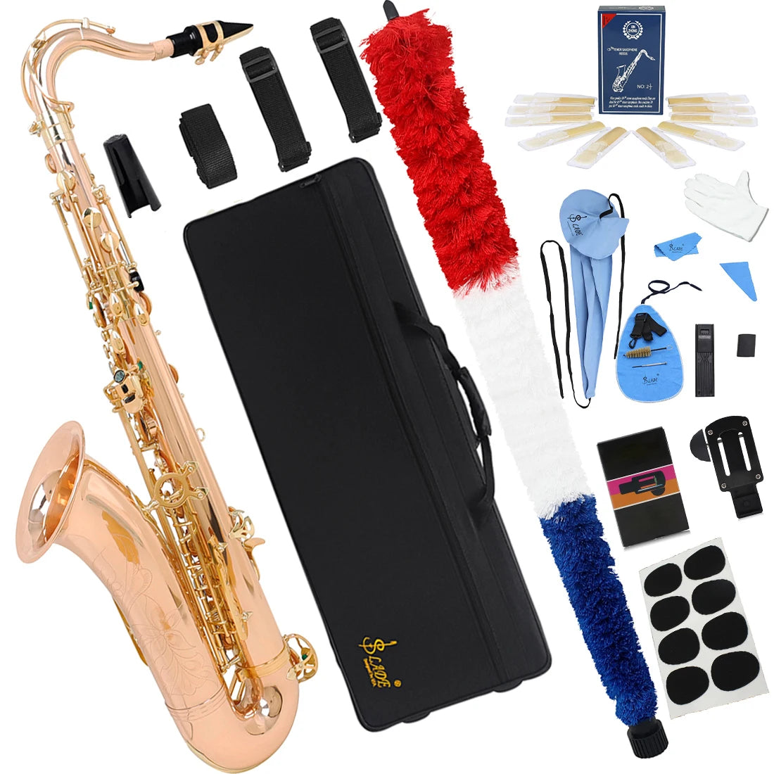 SLADE Tenor Saxophone Professiona Brass Gold Silver Nickel Plating Classic Tenor Saxophone Bb Adjustment Sax with Accessories