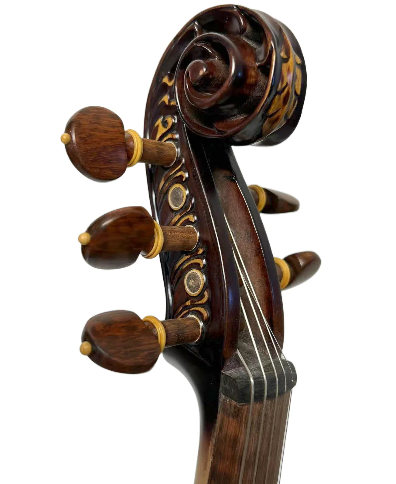 MMOOKA SONG Master 5 strings 4/4 Violin,Bird's eye Maple wood Carved rib neck profession Fiddler One-piece Flame Maple Back