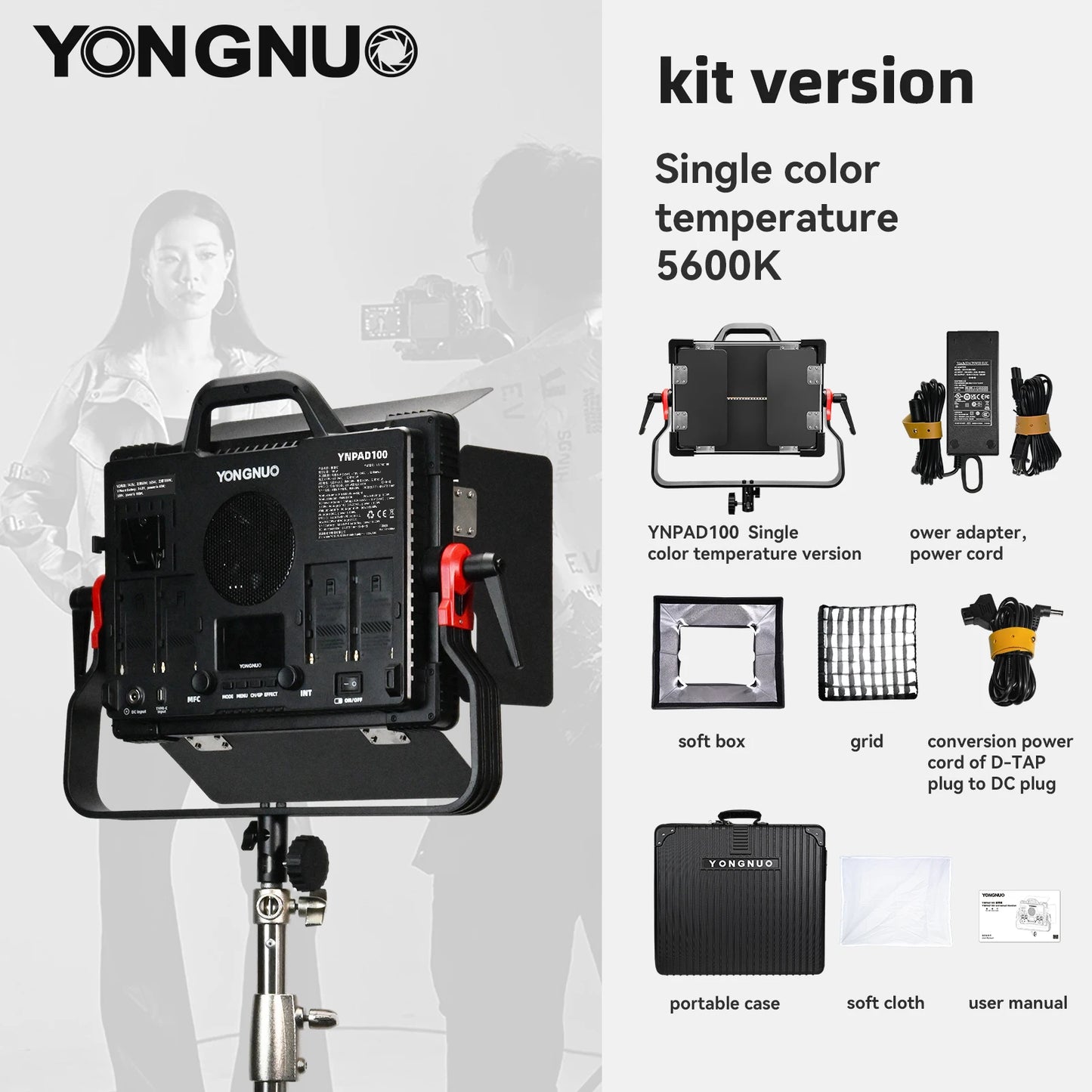 MMOOKA YONGNUO YNPAD100 RGB Studio Video LED Panel Light with Full Color Reaches 100W for YouTube Tikok Photography Lighting