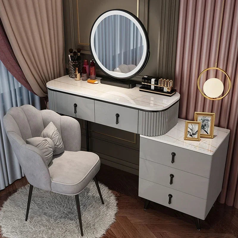 MMOOKA Nordic dressing table small apartment bedroom multi-functional modern minimalist light luxury paint makeup table dresser vanity