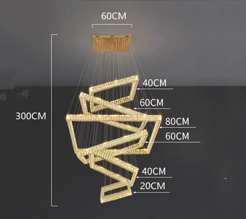 Modern Luxury Home Decoration Crystal Chandelier Stair Hotel Lobby Villa Hanging Lamp Interior Lighting Lusters Luminaires