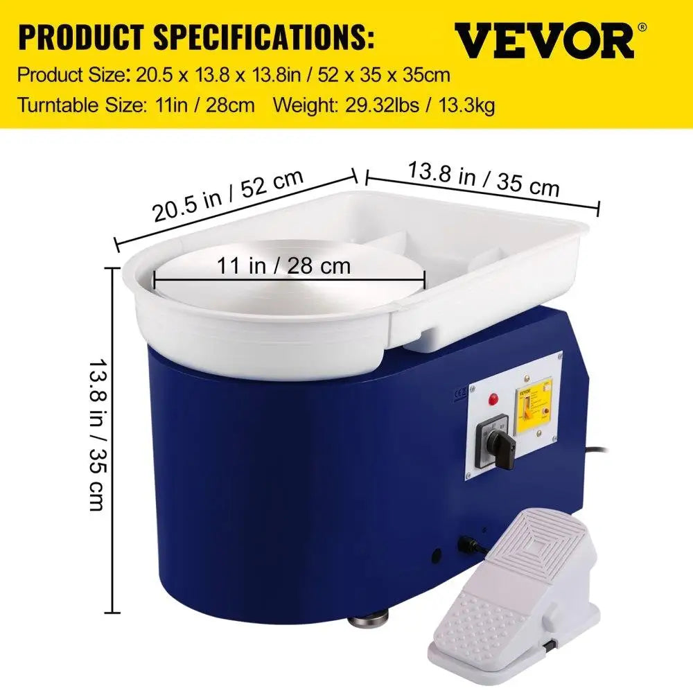 MMOOKA MMOOKA Pottery Wheel 28cm Detachable Basin Foot Pedal 350W DIY for art Craft Clay Tool Blue 18PcsMMOOKA.COM