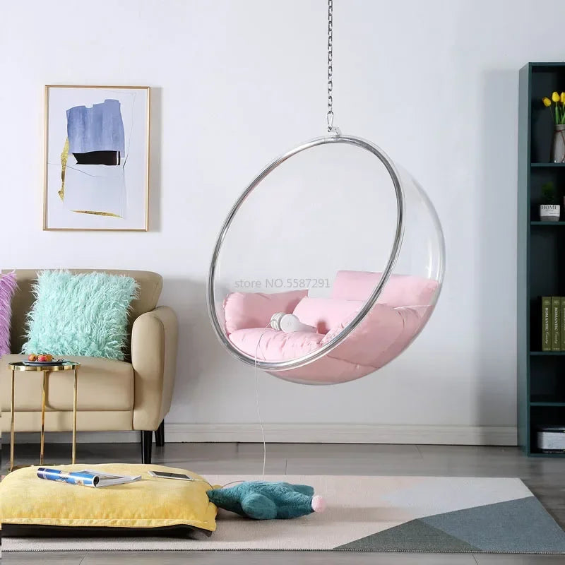 MMOOKA Hanging Ball Space Chair Glass Ball Indoor Hanging Chair Hanging Basket Nordic Outdoor Swing Home Stay Transparent Bubble Chair