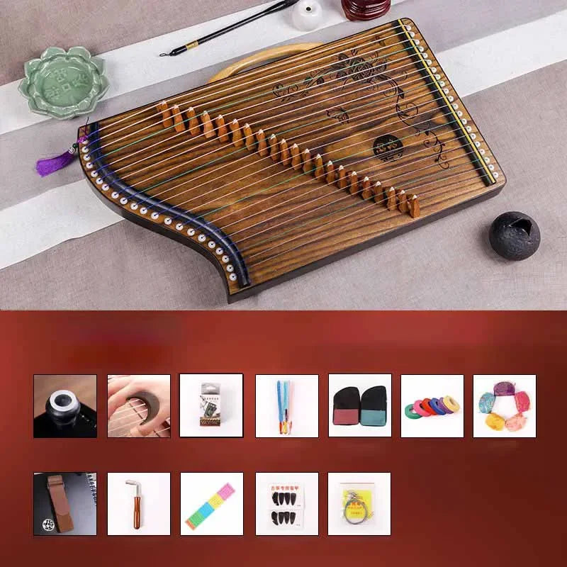 Mini Wooden Guzheng 21-strings Guzheng Professional Traditional Chinese Finger Pick Beginners Musical Instrument Accessories