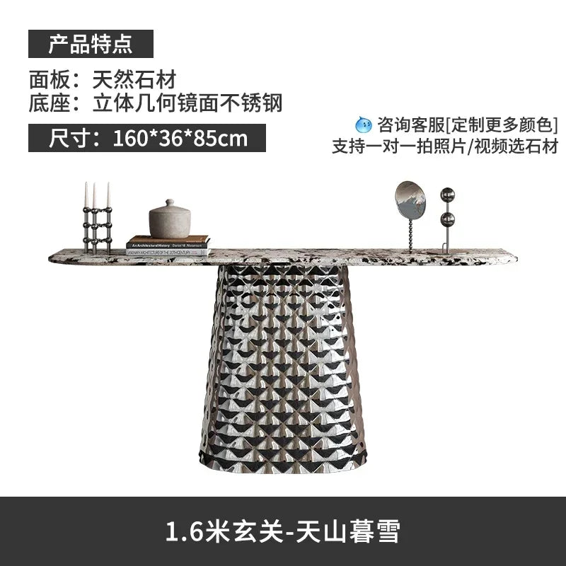 MMOOKA Natural Luxury Stone Italian Minimalist Three-Dimensional Geometry Console Tables Modern Minimalist