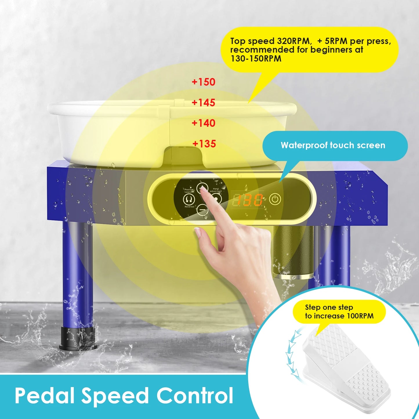 MMOOKA MMOOKA 350W Electric Pottery Wheel Forming Machine 25cm Ceramic Pottery Wheel With Tray Foot Pedal Sculpting Mould Clay Art Craft DIYMMOOKA.COM