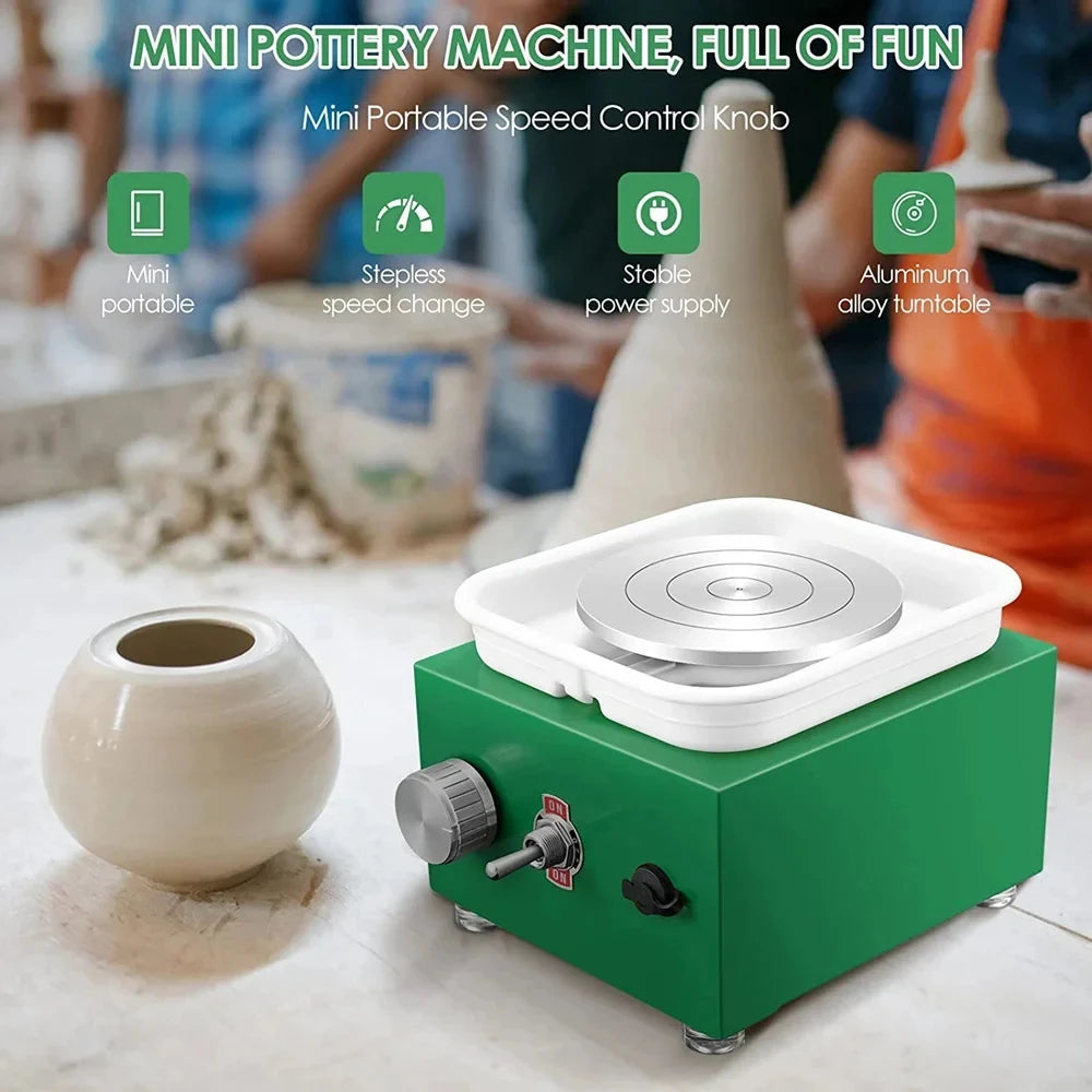 MMOOKA MMOOKA Electric Pottery Wheel Machine, Mini Pottery Forming Machine, Pottery Machine with Clay Sculpting Tools, 10CM Pottery TurntableMMOOKA.COM