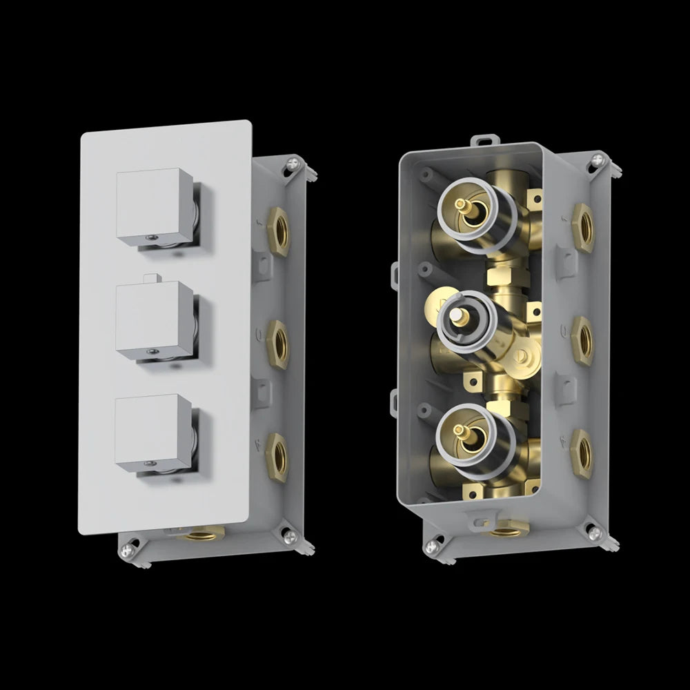 MMOOKA Thermostatic Mixing Valve Wall Mounted Shower Mixer Controller Temperature Concealed 6 Ways Brass Valves Embedded Box Bathroom MMOOKA.COM