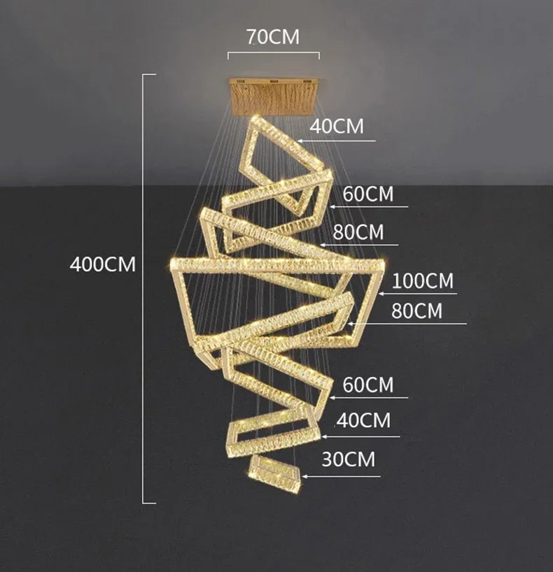 Modern Luxury Home Decoration Crystal Chandelier Stair Hotel Lobby Villa Hanging Lamp Interior Lighting Lusters Luminaires