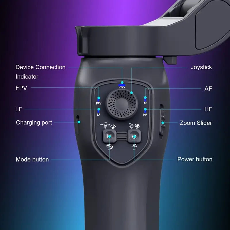 MMOOKA Comitok 3-Axis Gimbal Stabilizer for Smartphone iPhone Android with AI Face Tracking RGB Magnetic Light for TikTok Vlog Portable