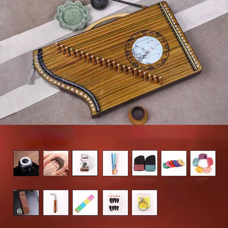 Mini Wooden Guzheng 21-strings Guzheng Professional Traditional Chinese Finger Pick Beginners Musical Instrument Accessories