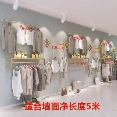 MMOOKA Wall mounted display racks for men and women's clothing in clothing stores, wall mounted shelves, combined hanging racks