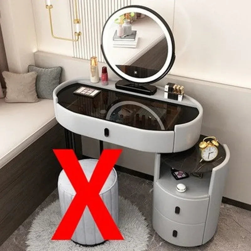 MMOOKA Modern Bedroom Vanity Desk Vanity Table Glass Table Bedroom Dresser Storage Cabinet Dressers