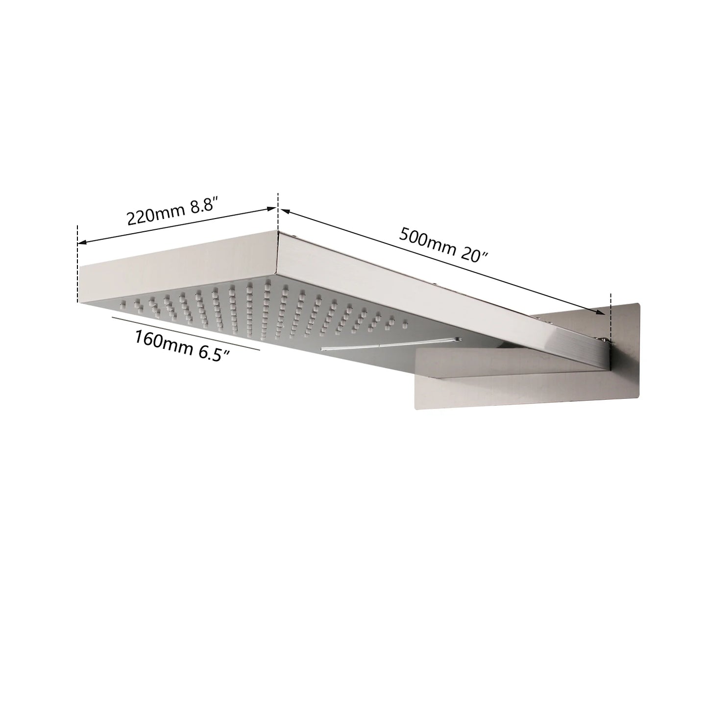 MMOOKA JIENI Nickel Brushed Square Shower Head Rainfall & Waterfall Ultra-thin Rain Solid Brass Shower Head Shower For Bathroom