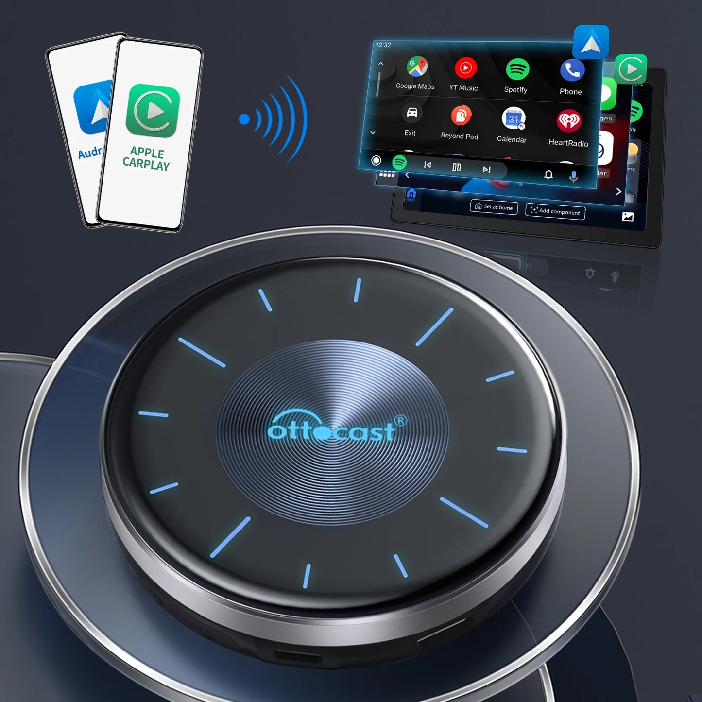 MMOOKA Ottocast 2025 OttoAIbox P3 128G Car Multimedia Box Wireless Carplay Android Auto Wireless Mini Carplay Ai Box