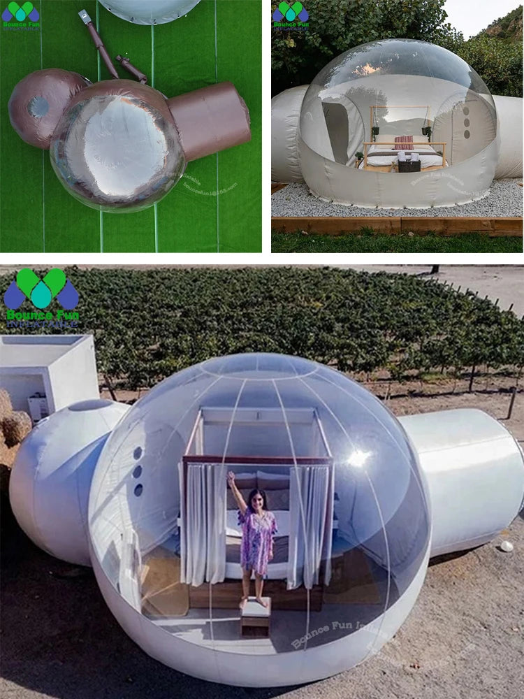 Inflatable Bubble Tent Big Clear Top Outdoor House Campaign Dome With Bedroom And Toilet For Camping Transparent Hotel Glamping