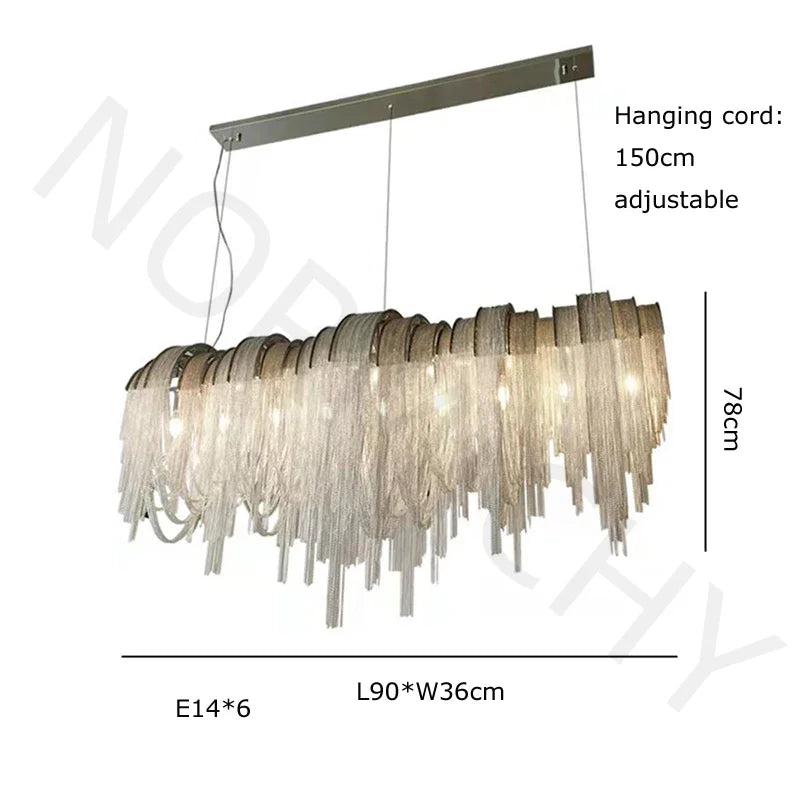Modern Lustre Chrome Tassel Led Chandelier Lighting Living Dining Room Decor Led Chandeliers Lamp Loft Hanging Lights Luminaire